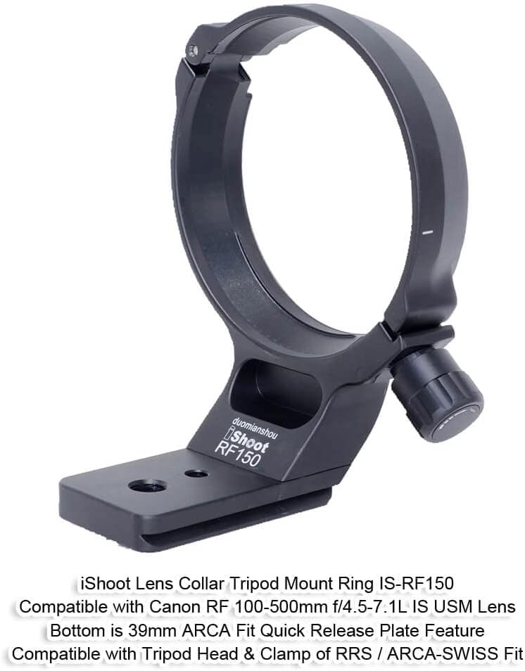iShoot Tripod Mount Ring Lens Collar Compatible with Canon RF 100-500mm f/4.5-7.1L is USM, Lens Bracket Support Holder Bottom is Arca-Swiss Fit Camera Quick Release Plate Dovetail Groove - Image 2